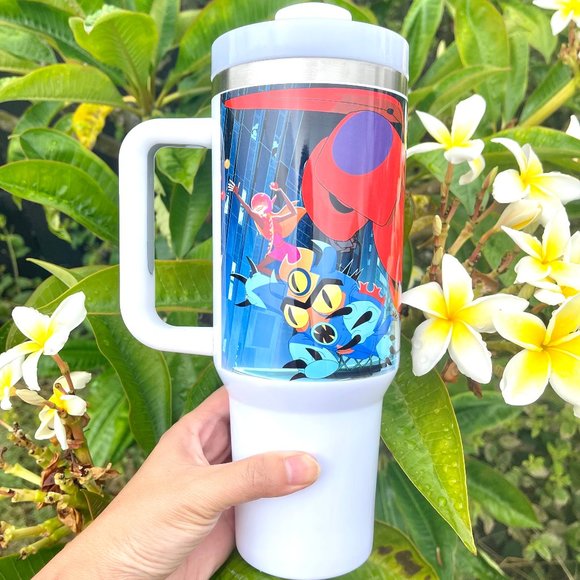Disney Big Hero 6 Baymax 40 oz Tumbler/Water bottle/Mug with hand carry … - Picture 2 of 15